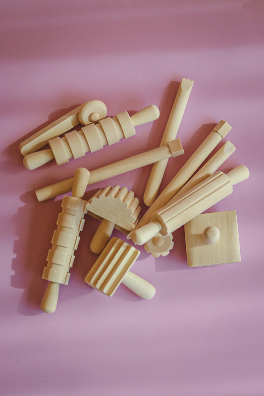 Houten kneed- en wriemelset