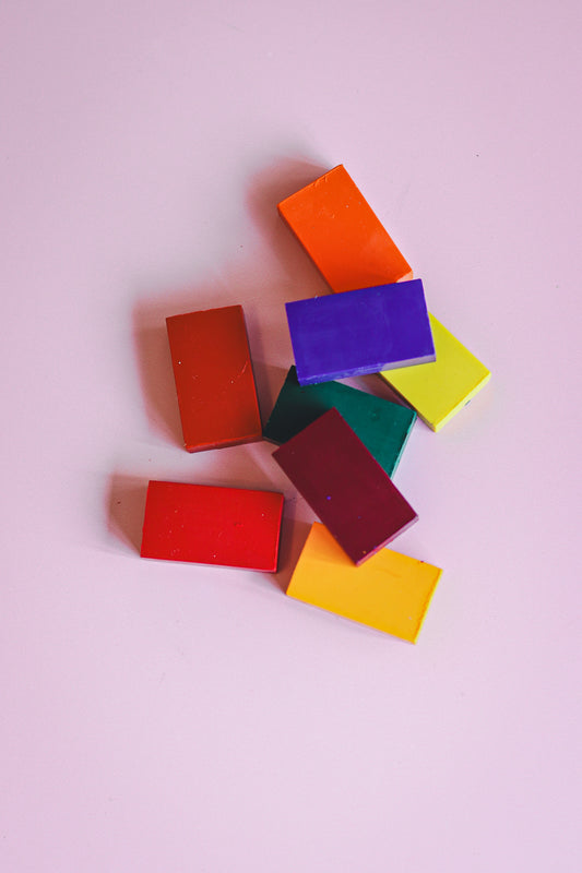 Bijenwas tekenblokjes - 8 stuks in blikken doosje