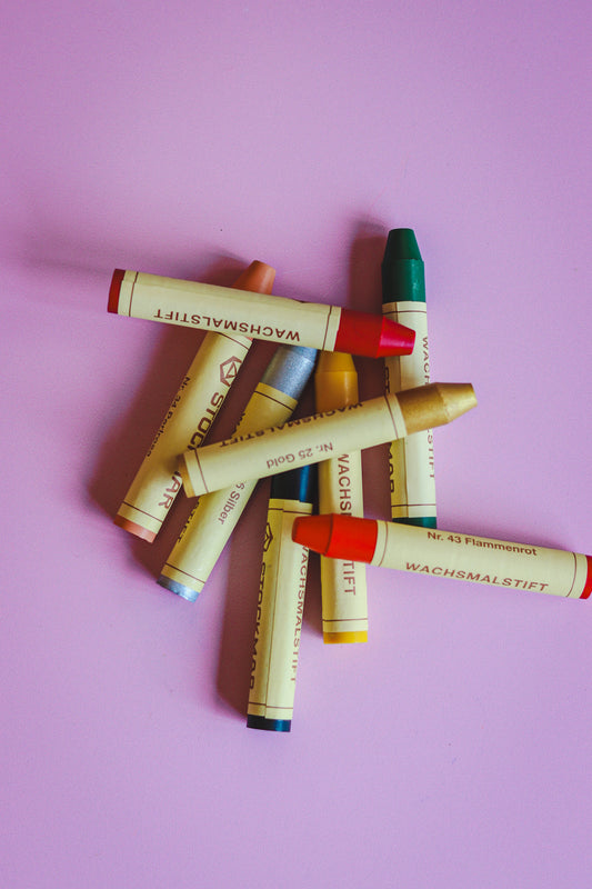 Bijenwas tekenstiftjes - 8 aanvullende kleuren in blikken doosje