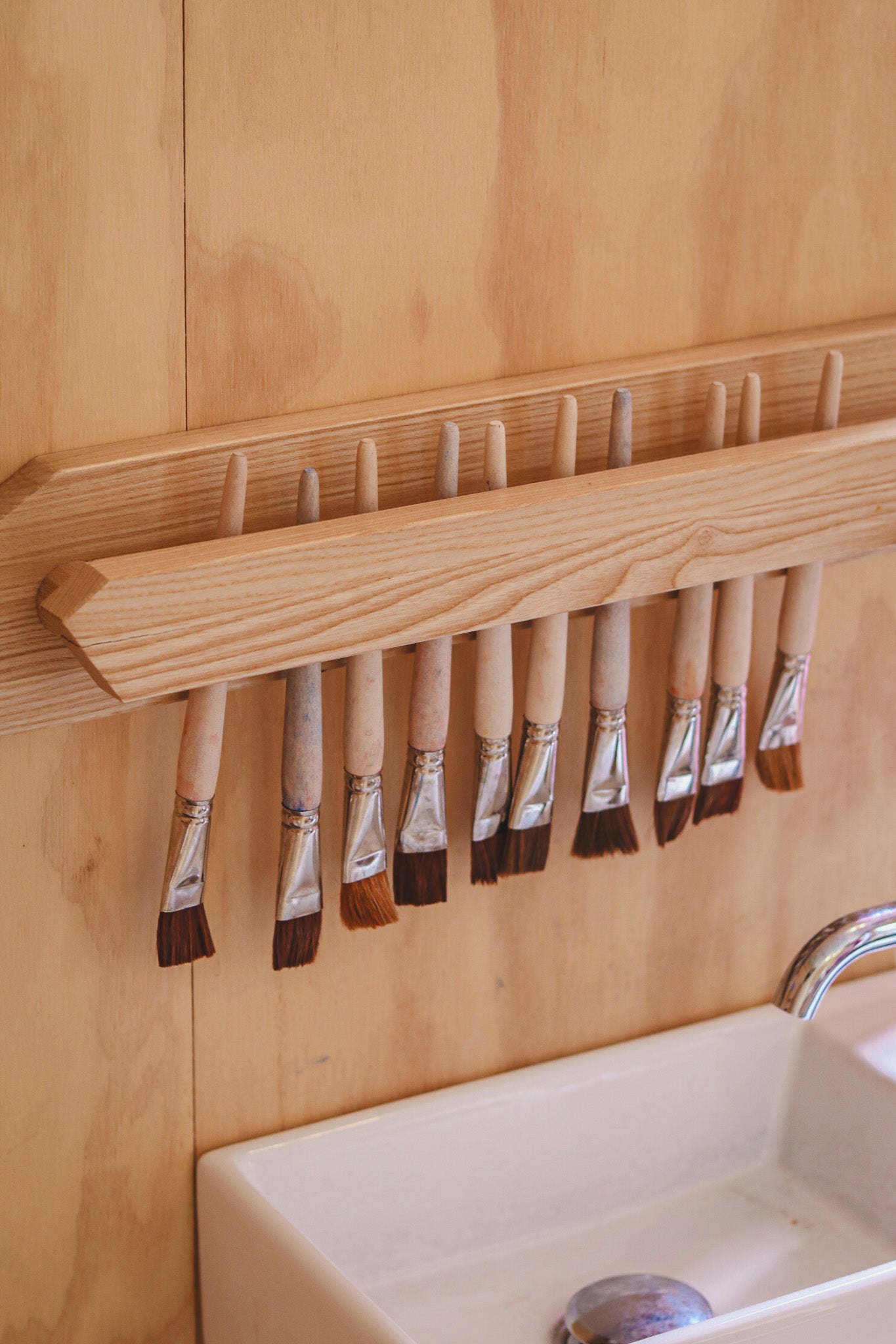 Houten penselendroogrek PRE-ORDER